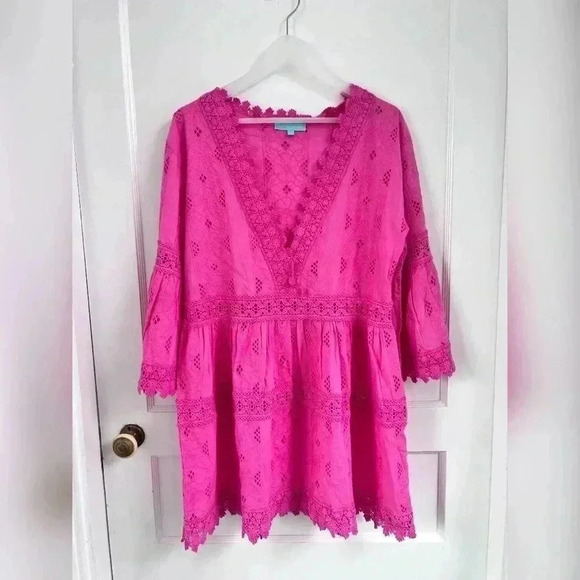 Melissa Odabash Dresses & Skirts - MELISSA ODABASH Victoria broderie anglaise cotton mini dress Barbiecore